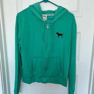 Victoria's Secret Pink Teal Zip-Up Hoodie